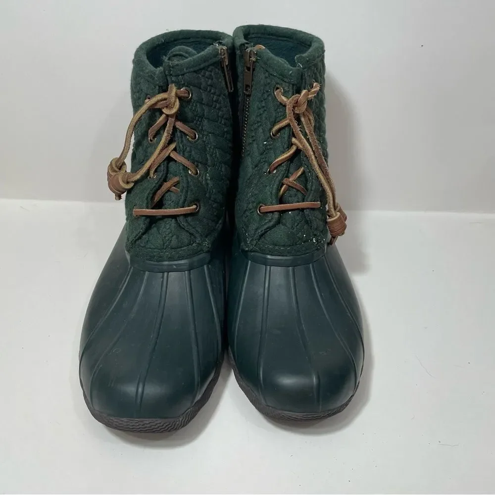 Sperry Forest Green Textured Ankle Duck Rain Boots